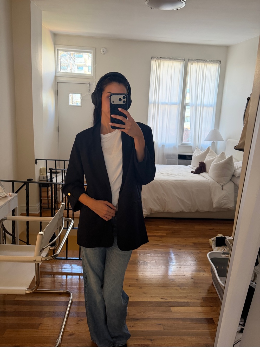 Anne Klein Navy Open-Front Blazer Jacket